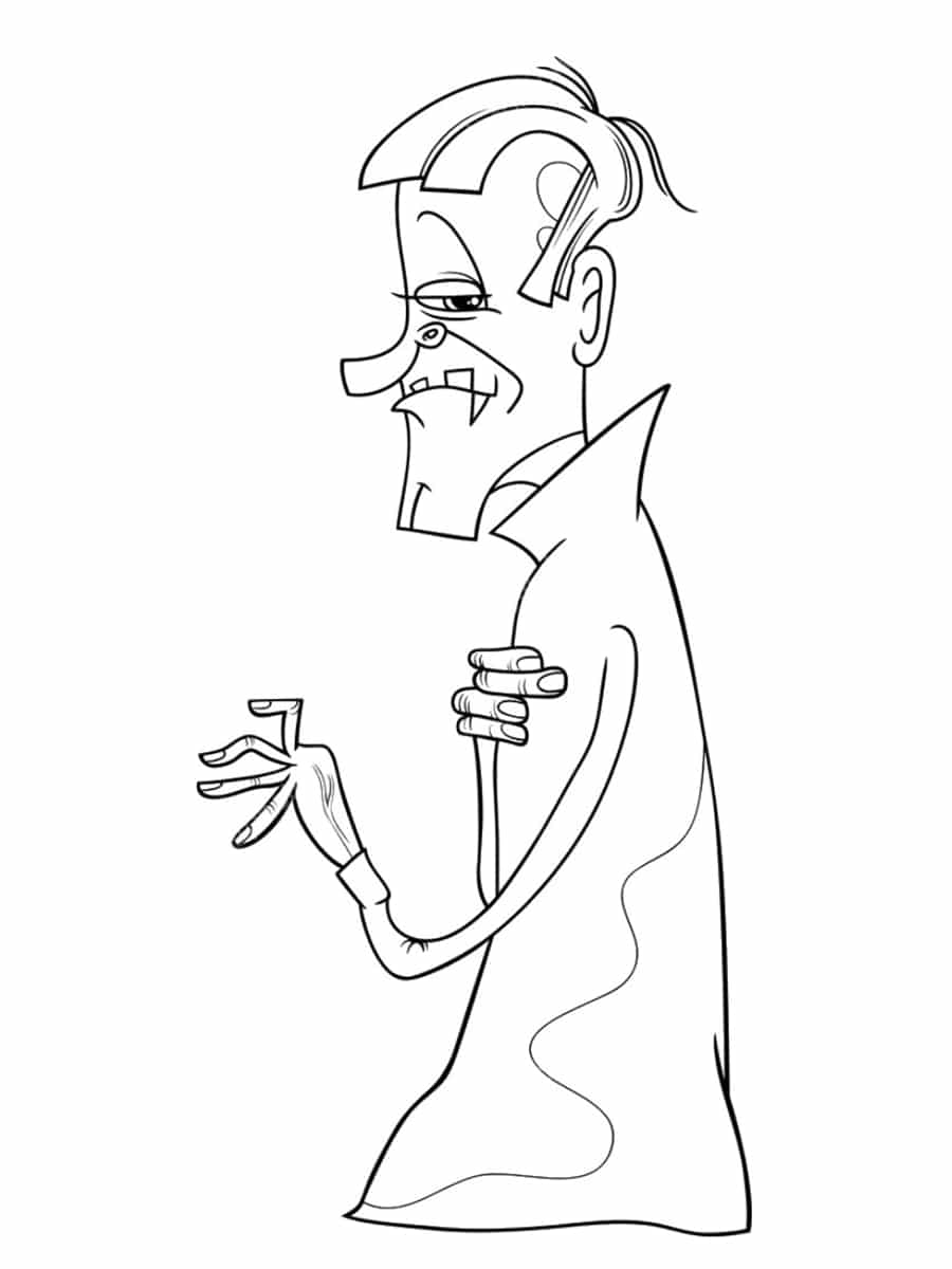 Coloriage Vampire De Profil Mefiant - Vampire à imprimer